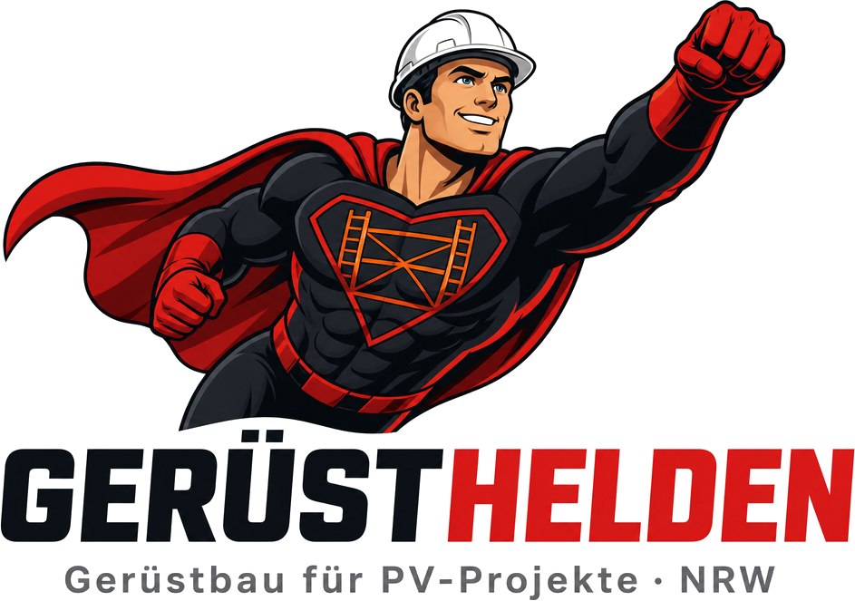 Gerüsthelden — der Gerüstbau-Held fliegt zu Ihrem PV-Projekt
